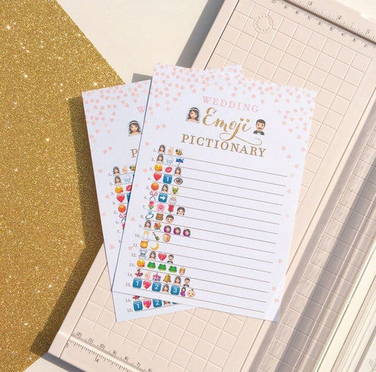 Emoji Game . Pink and Gold Bridal Shower Wedding Emoji Pictionary Game . Bridal Shower Game Printable . Instant Download . Gold Glitter