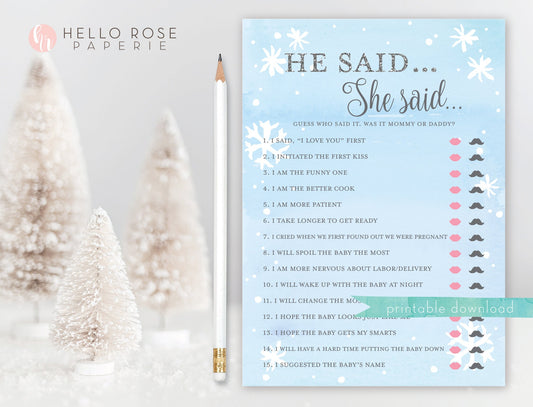 Baby Shower Boy Games Set 8 Games Printable . Blue and Silver Winter Wonderland Snowflakes Baby its Cold Outside . Instant Download Bundle