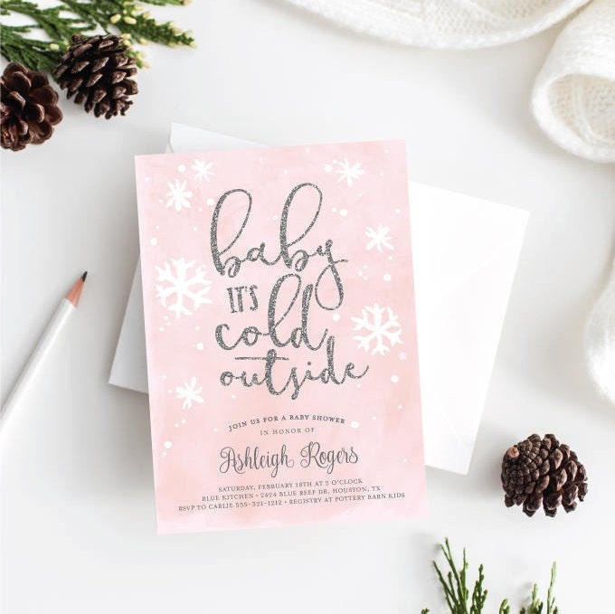 Pacifier Hunt Game Sign Printable . Baby it's Cold Outside Winter Baby Shower Girl . Pink Silver . Instant Download Printable 8x10