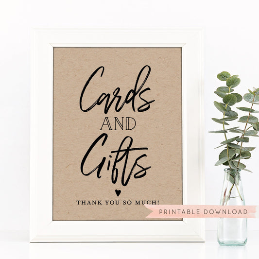 Cards and Gifts Table Sign . Printable Wedding Bridal Baby Shower . Bachelorette Hens Anniversary Birthday Party . Instant Download 8x10