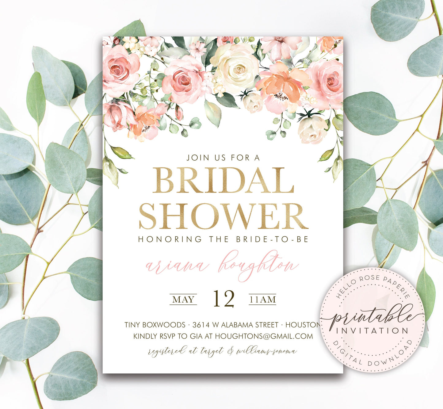 Find the Guest Floral Bridal Shower Game . Printable Icebreaker Game . Hens Party . Rustic Pink Roses Eucalyptus . Instant Download