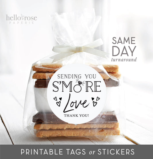 PRINTABLE S'more Love Treat Favor Tags . Bridal Wedding Shower Bachelorette . DIY Labels Stickers Tags Toppers . 2.25" Digital Download PDF