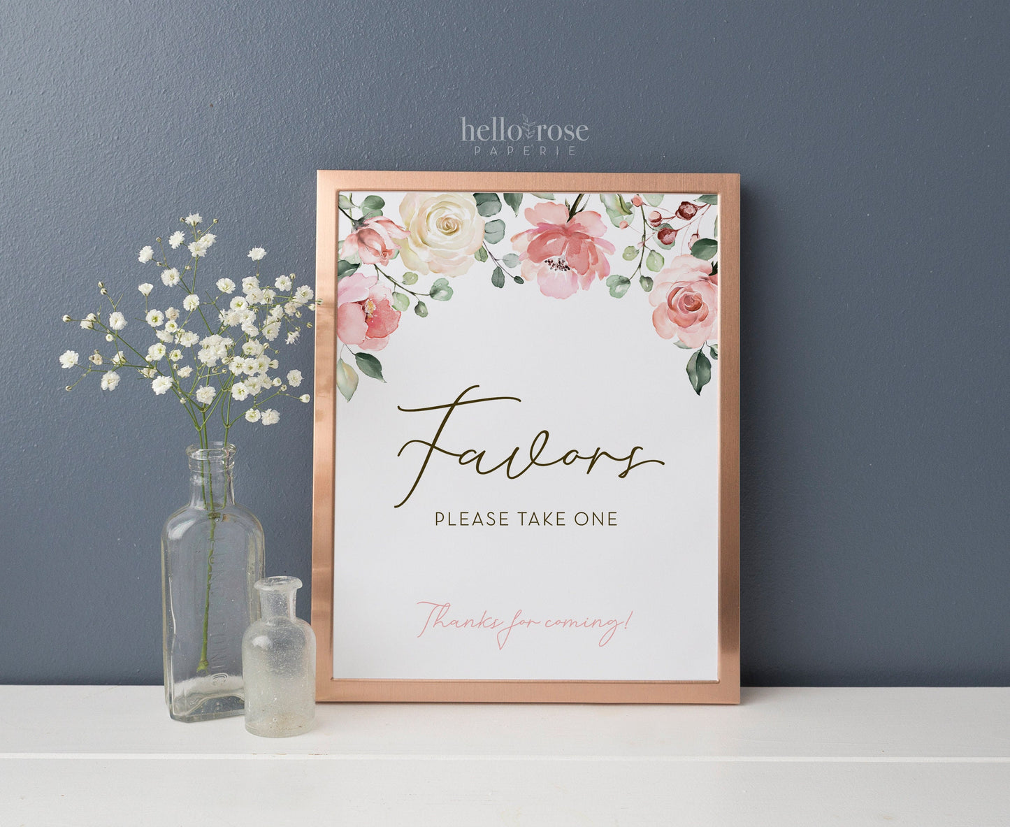 Favors Please Take One . Printable Sign 8x10 . Floral Watercolor . Baby Bridal Shower Wedding Bachelorette Hens Party . Instant Download