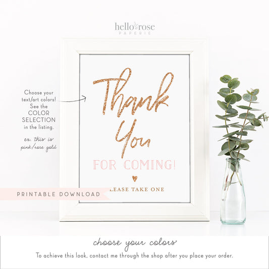 Thank You for Coming Please Take One Printable Sign . Favors Table . Wedding Bridal Baby Shower Bachelorette Party . Instant Download 8x10