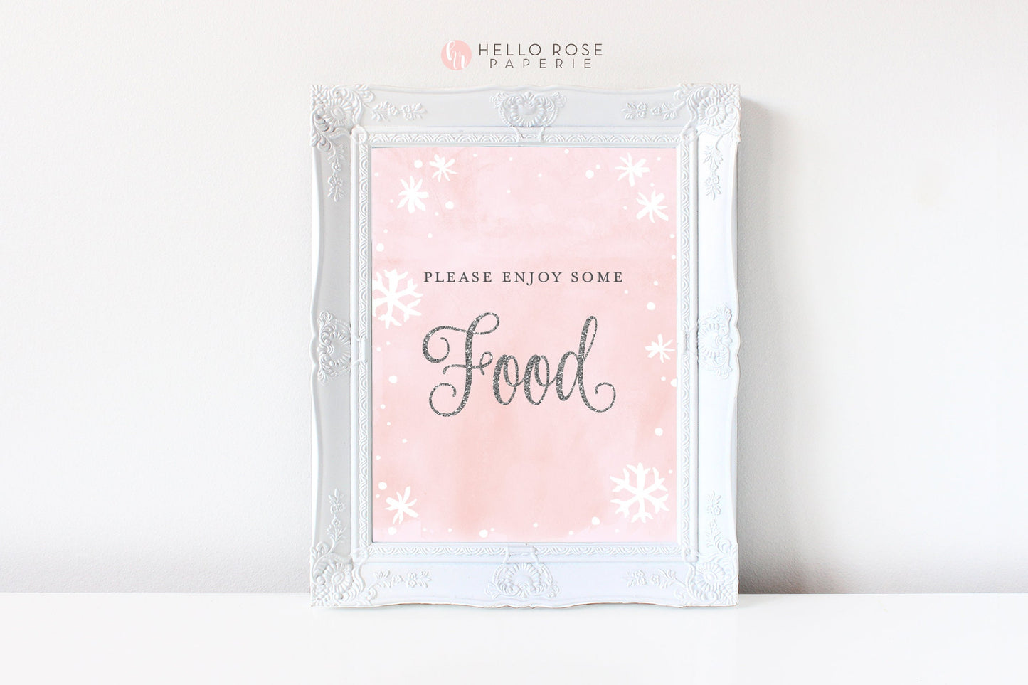 7 Printable Baby Shower Table Signs Bundle . Pink & Silver Girl . Winter Wonderland Snowflakes Baby it's Cold Outside . Instant Download PDF