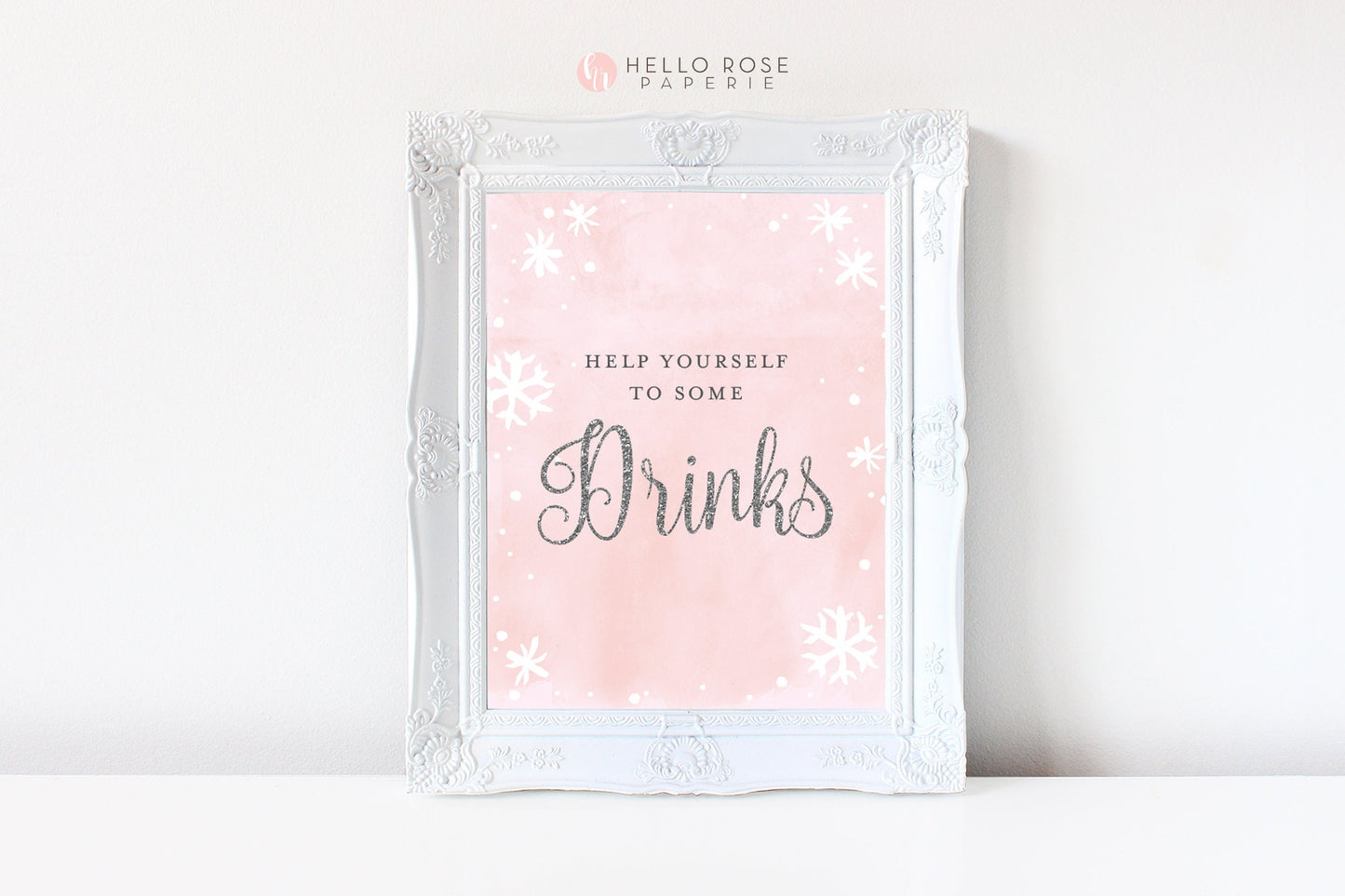 7 Printable Baby Shower Table Signs Bundle . Pink & Silver Girl . Winter Wonderland Snowflakes Baby it's Cold Outside . Instant Download PDF