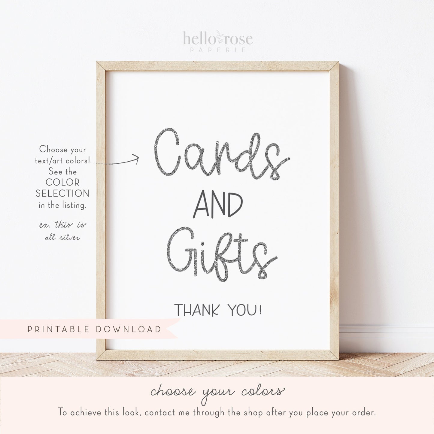 Cards and Gifts Thank You Baby Shower Table Sign . Boy Girl Neutral . Kraft + Minimalist Black White . Printable 8x10 Instant Download . K4