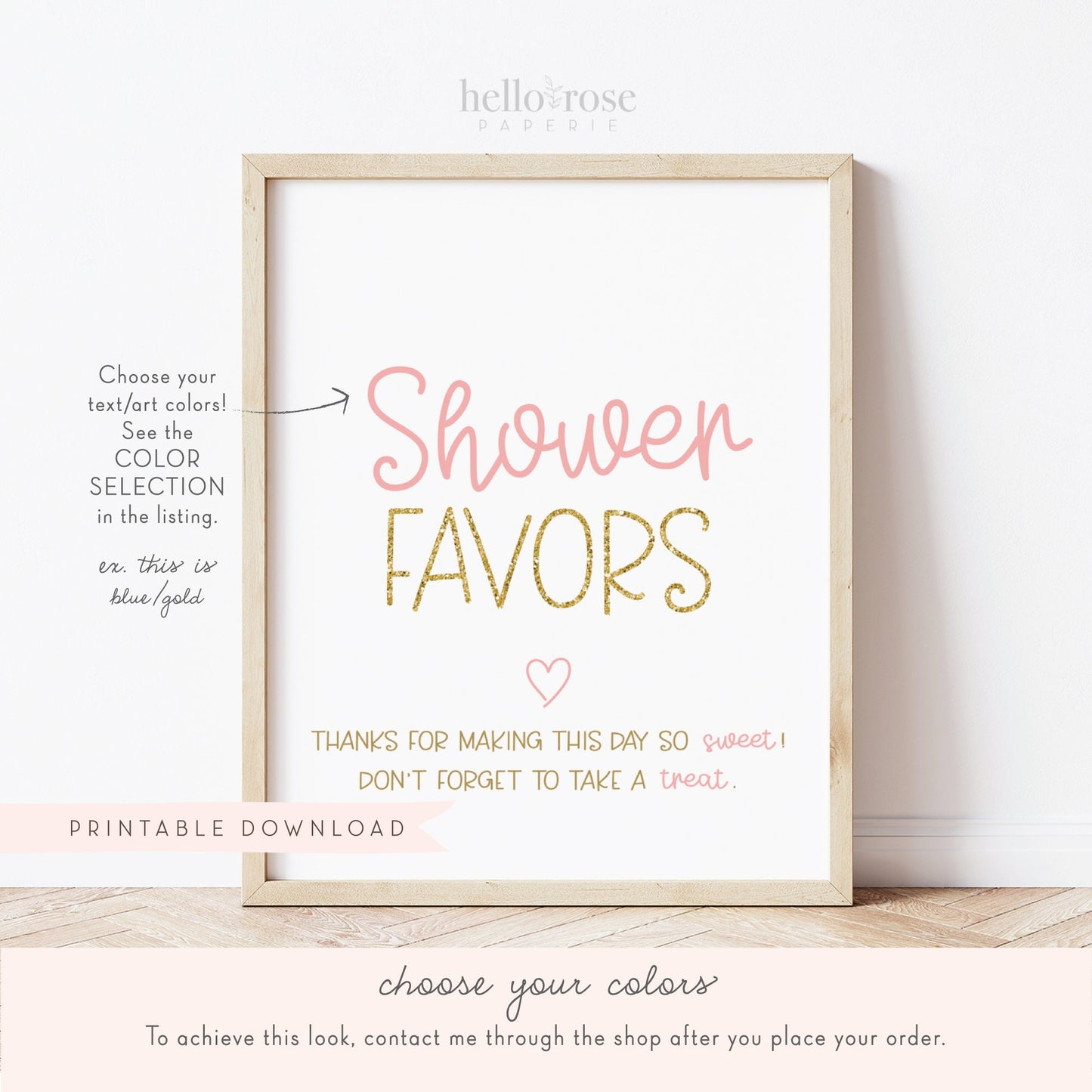 Shower Favors Baby Shower Table Sign . Boy Girl Neutral . Rustic Kraft + Black and White . Printable 8x10 Instant Digital Download . K4