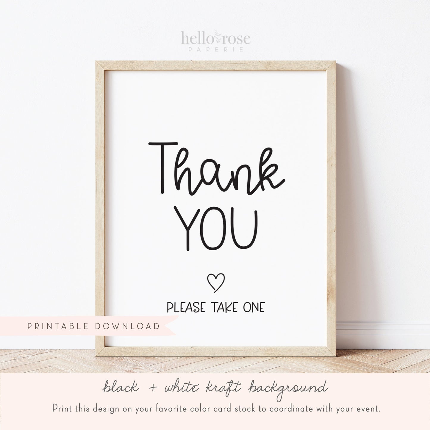 Thank You Please Take One Baby Shower Favors Sign . Boy Girl Neutral . Kraft + Black & White . Printable 8x10 Instant Download . K4