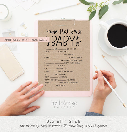 Baby Shower Games Bundle . 8 Printable and Virtual Game Pack . 2 Sizes . Kraft + Black & White . Rustic Boho Boy Girl . Instant Download K4