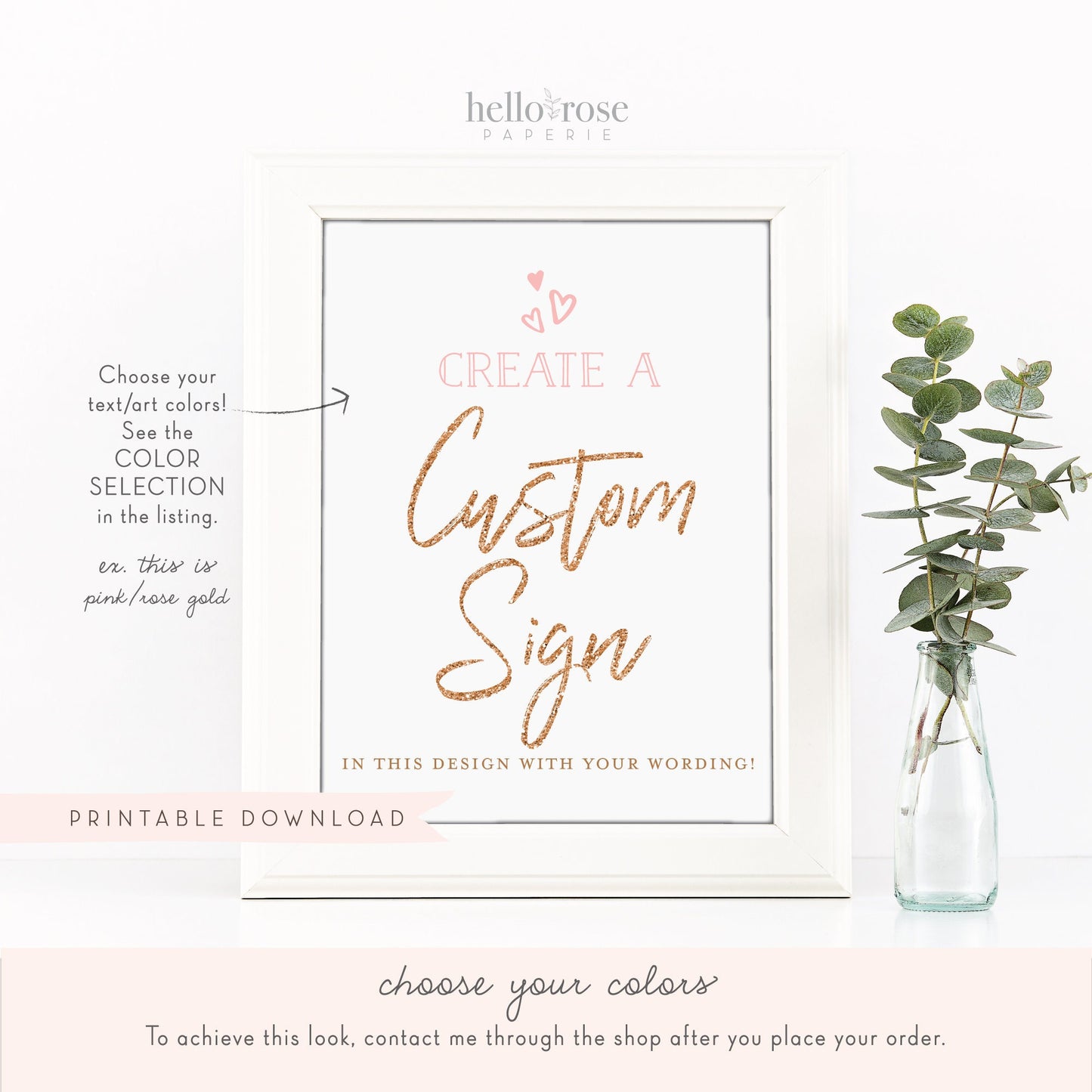 Custom Printable Sign for Home, Business, Wedding, Bridal Shower, Baby Shower, Holiday, Party, Quote . Kraft and More Colors . PDF Download