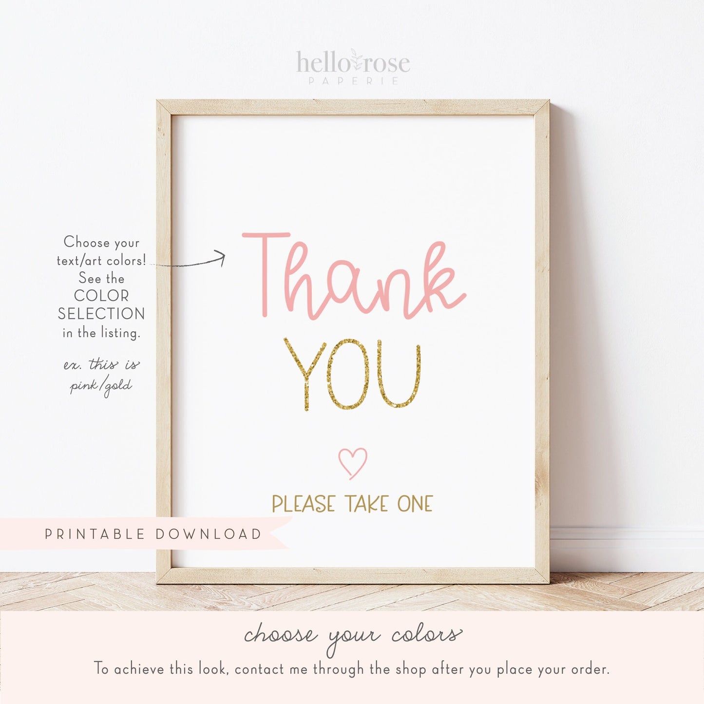 Thank You Please Take One Baby Shower Favors Sign . Boy Girl Neutral . Kraft + Black & White . Printable 8x10 Instant Download . K4