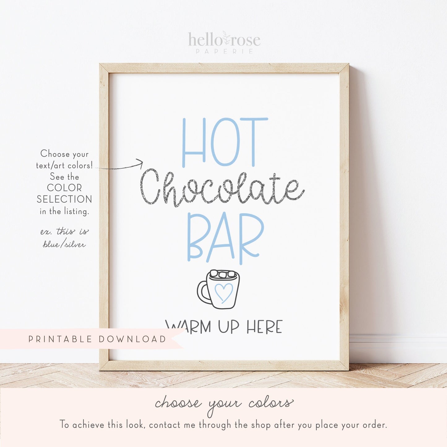 Hot Chocolate Bar Warm Up Here Baby Shower Table Sign . Boy Girl Neutral . Rustic Kraft + Black White . Printable 8x10 Instant Download . K4