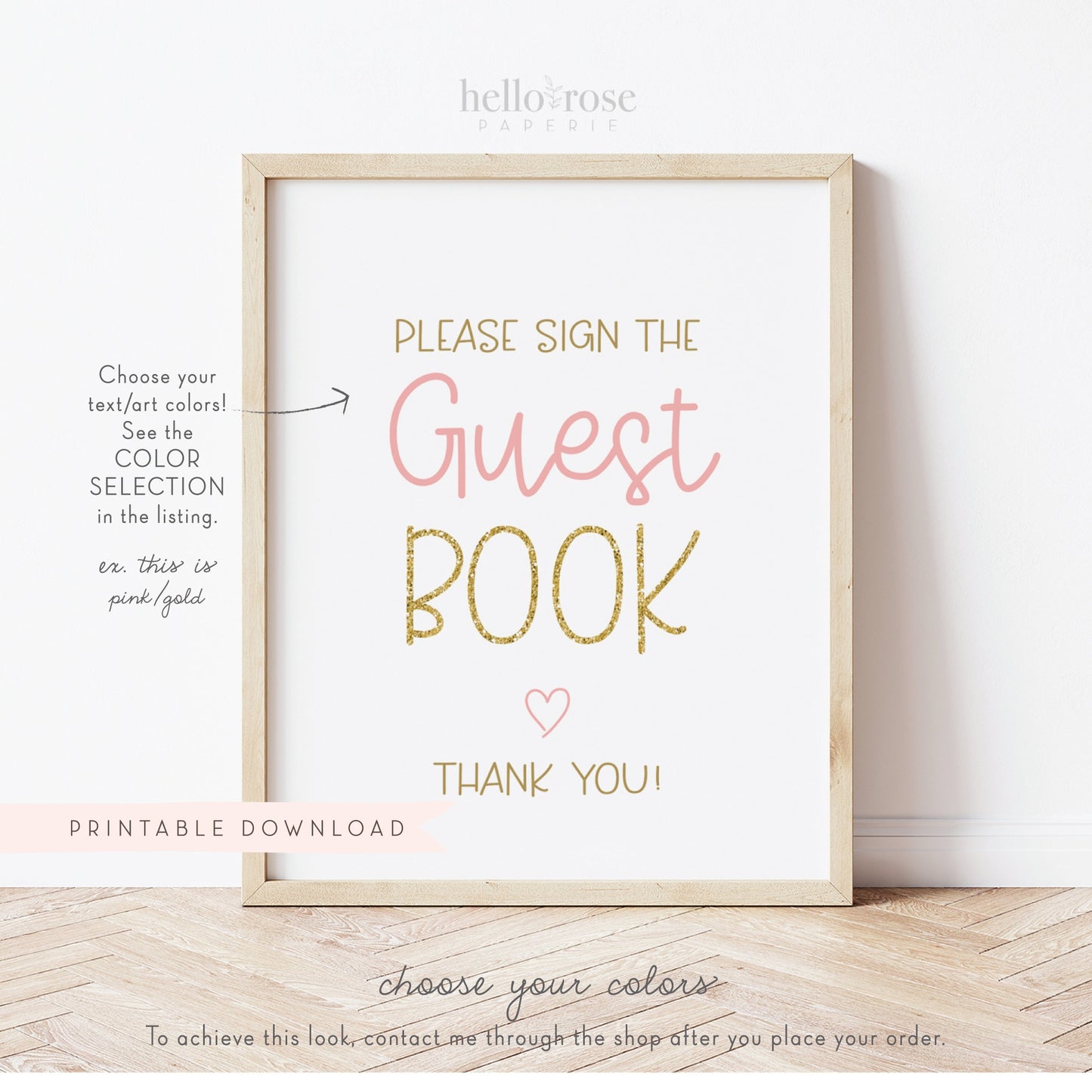 Guest Book Baby Shower Table Sign . Boy Girl Neutral . Kraft + Black and White Minimalist . Printable 8x10 Instant Digital Download . K4