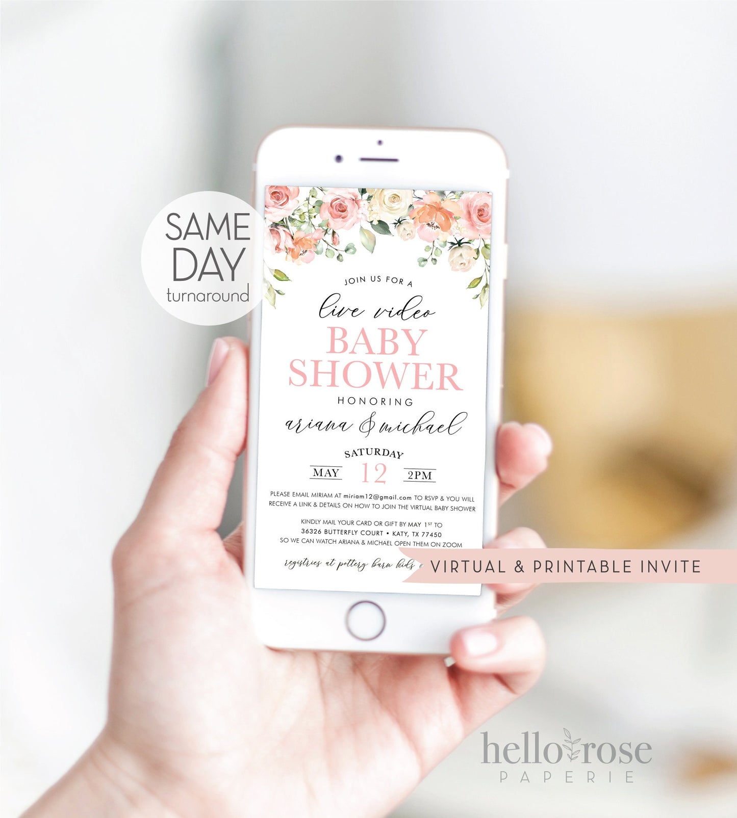 Late Night Diapers Baby Shower Game . Floral Roses Greenery Watercolor Printable Sign . Baby Shower Game Sign . PDF Instant Download 8x10