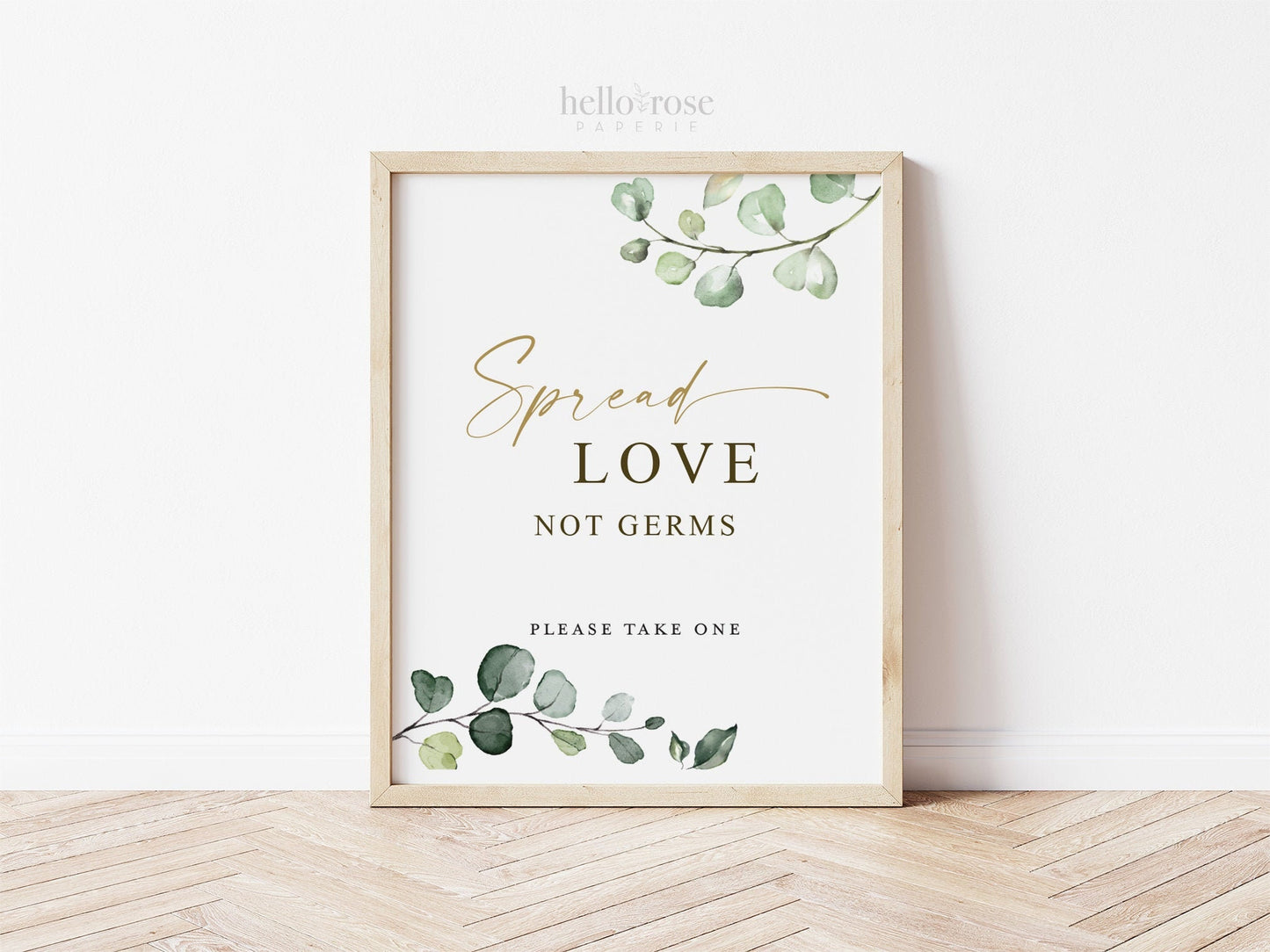 Spread Love Not Germs Please Take One Sign Printable . Wedding Engagement Bridal Shower Bachelorette Hens Party . 8x10 Download Greenery G2