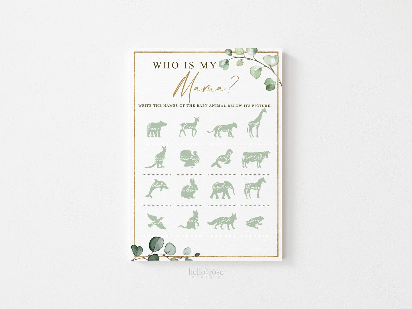 Who is My Mama Baby Shower Trivia Game . Greenery and Gold . Printable Icebreaker . Sip and See Gender Reveal . Instant Download G2