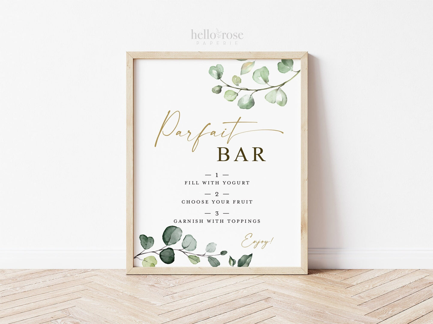Parfait Bar Sign Printable . Greenery + Gold . Baby Shower Wedding Engagement Bridal Shower Bachelorette Hen Party . Digital Download G2