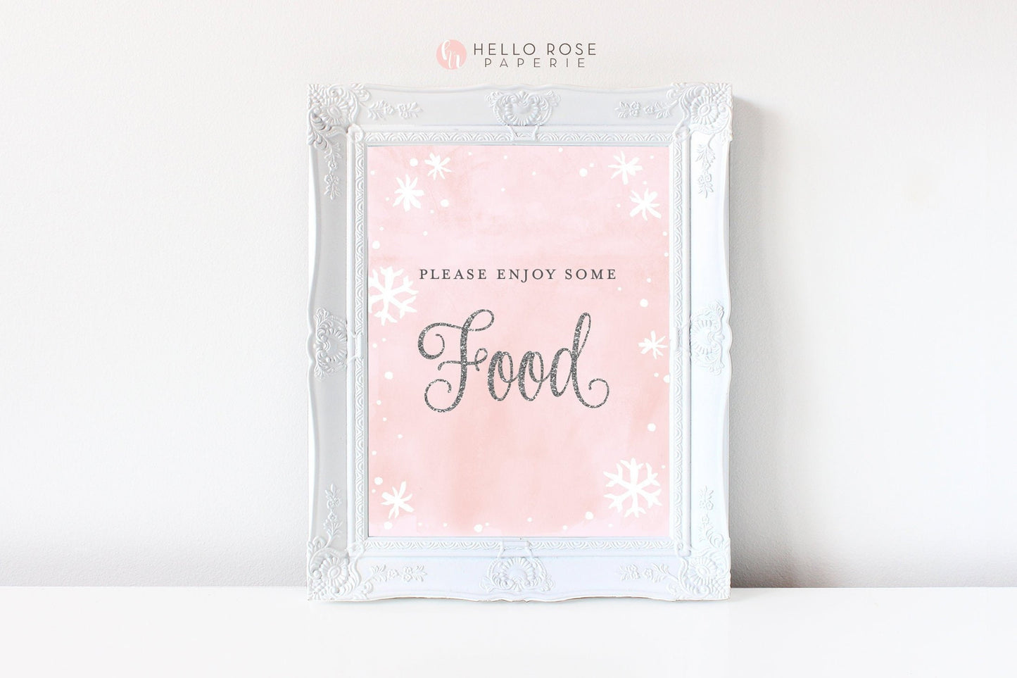 Please Enjoy Some Food Table Sign . Baby its Cold Outside Winter Baby Shower Girl . Bridal Shower . Pink Silver . Printable Instant Download