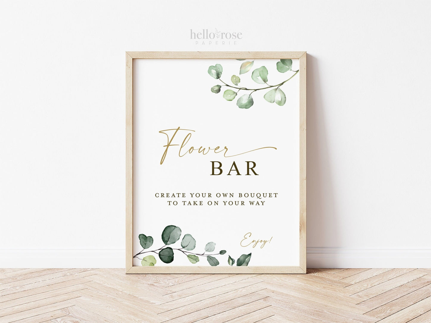 Flower Bar Sign Printable . Create Your Own Floral Bouquet . Greenery and Gold . Baby Bridal Shower Wedding Favors . Instant Download G2