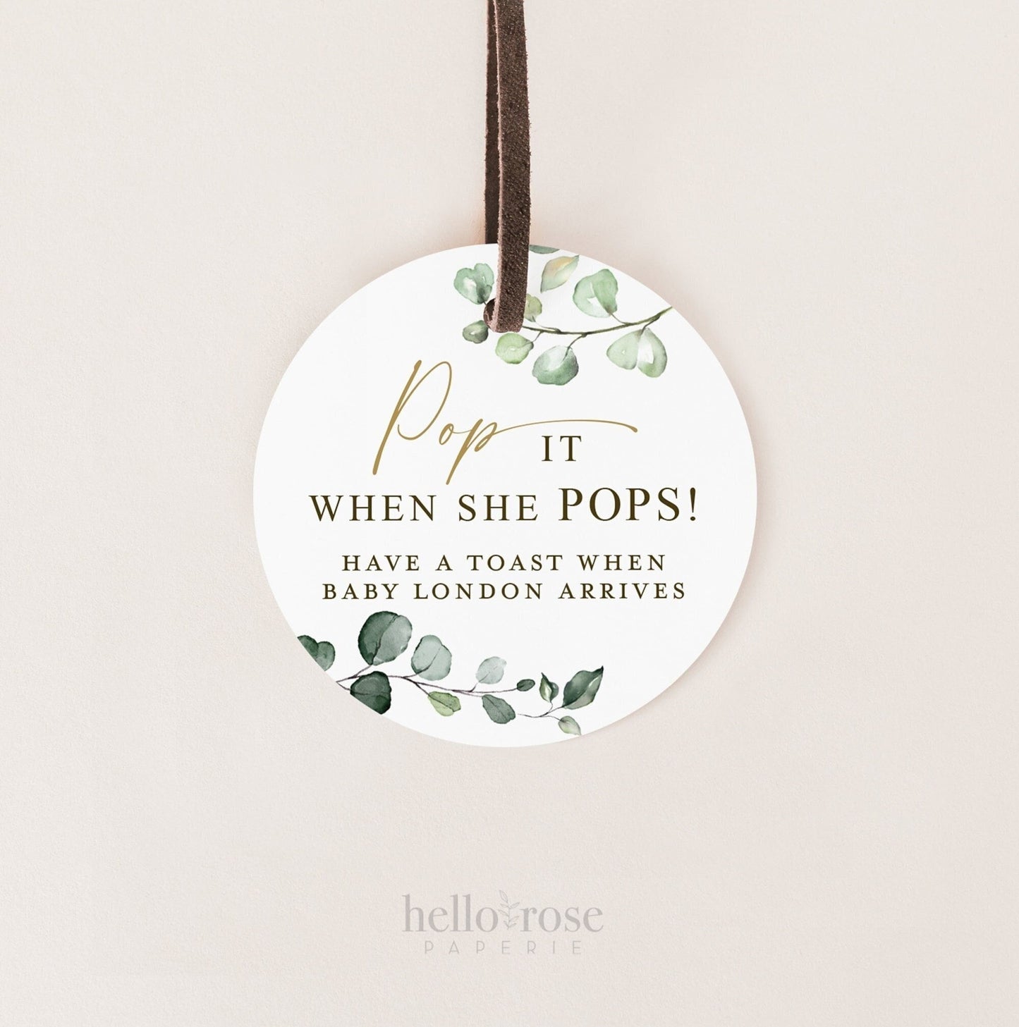 Pop it When She Pops Tags Stickers . Champagne Baby Shower Favors Tag . Personalized Editable PRINTABLE Templett Instant Download G2-T