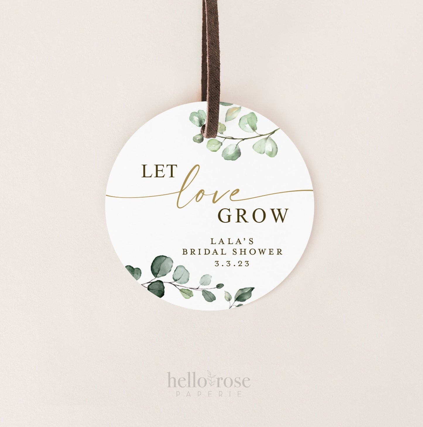 Let Love Grow Bridal Shower Wedding Tags Stickers Labels . Printable Personalized Succulent Plant Party Favors . 2.25" Digital Download