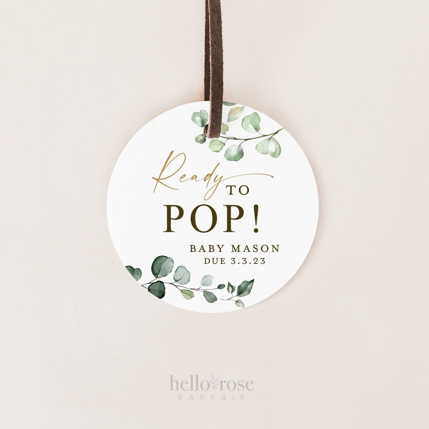 PRINTABLE Ready to Pop Baby Due Tags Toppers Stickers Labels . Personalized Baby Shower Popcorn Favor Tags . 2.25" Digital Download PDF