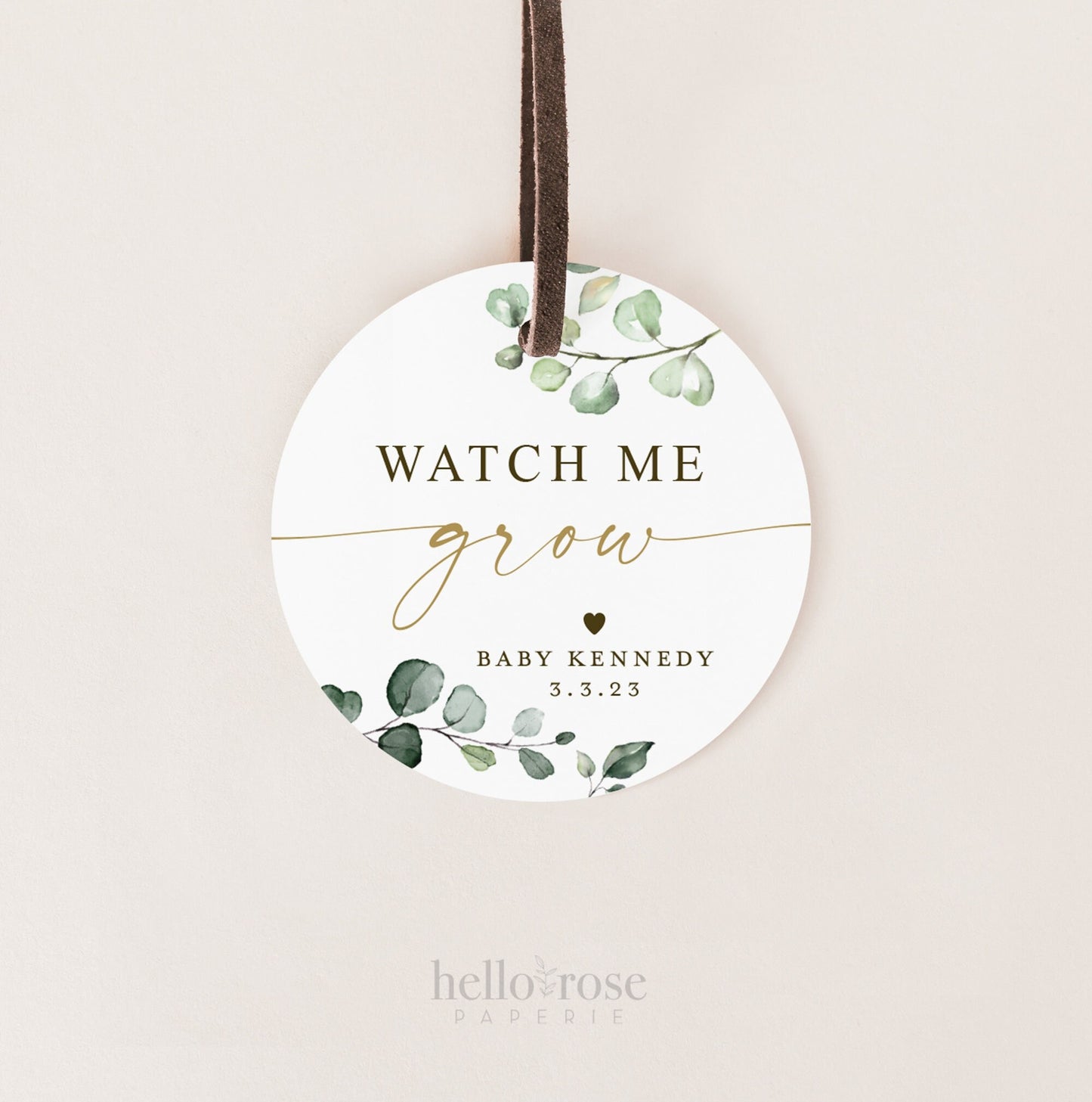 Watch Me Grow Baby Shower Tags Stickers Labels Template . Succulent Favors . Personalized Editable PRINTABLE Templett Instant Download G2-T