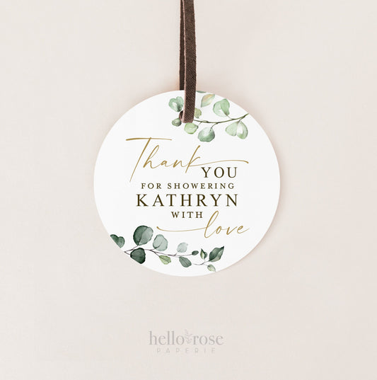 PRINTABLE Thank You for Showering with Love Bridal Shower Tags Stickers Labels . Personalized Party Favor Tags . Digital Download PDF