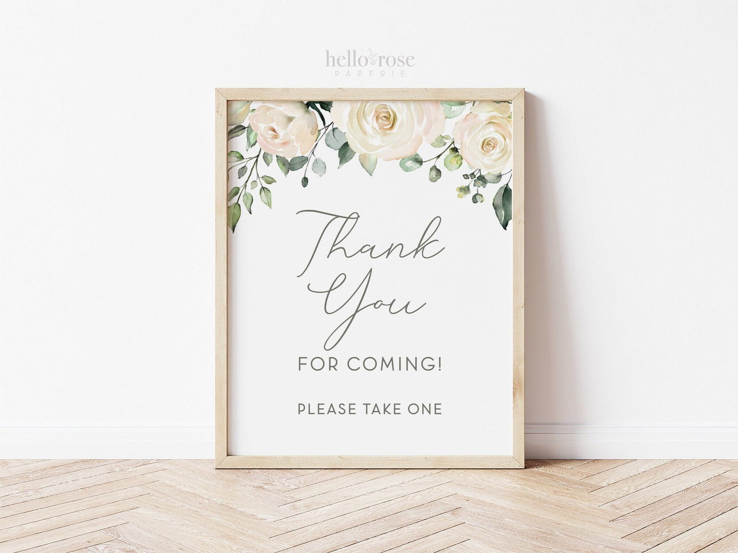 Thank You for Coming Printable Favors Table Sign 8x10 . White Floral . Baby Bridal Shower Wedding Bachelorette Hens Birthday Party . PDF