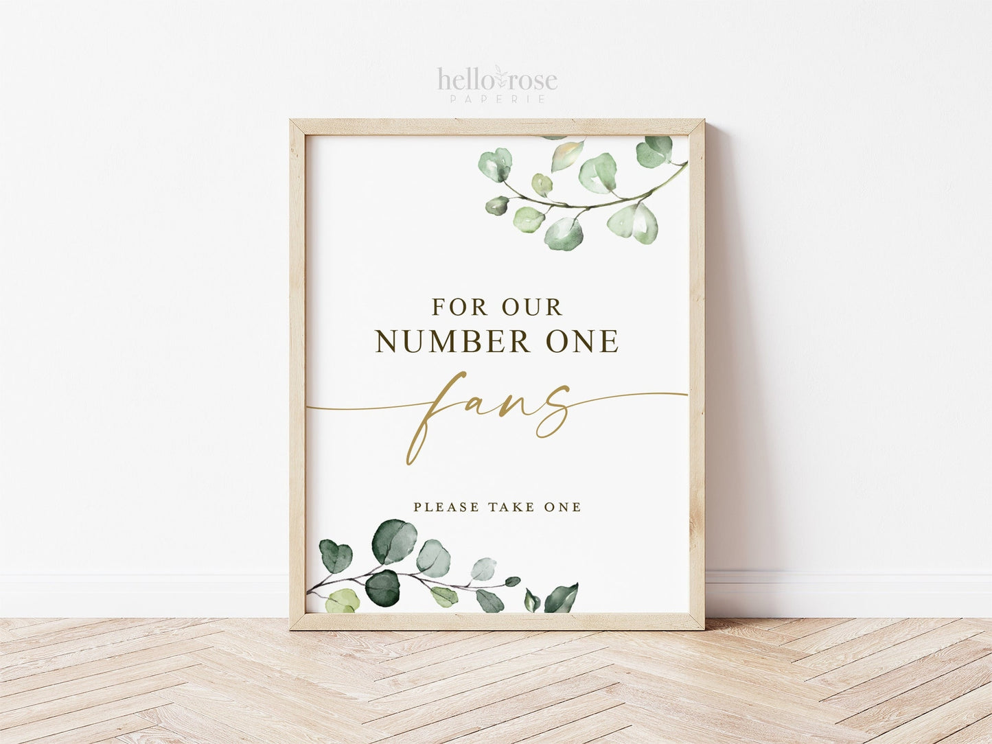 For Our Number One Fans Please Take One . Wedding Fans Favors Printable Sign . Greenery and Gold . Wedding Party . Instant Download G2