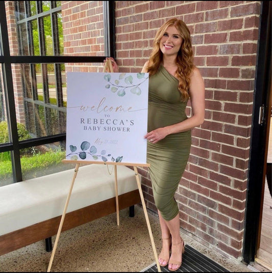 Baby Shower Welcome Sign Personalized . PRINTABLE Poster Decor Greenery and Gold . Digital Download G2