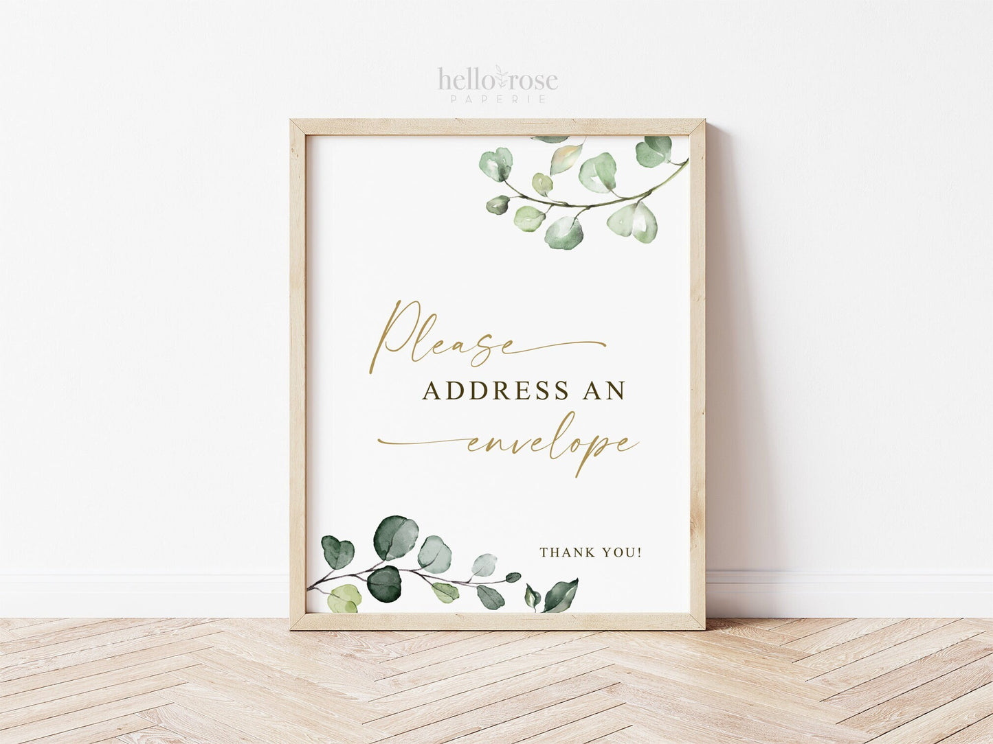 Please Address an Envelope Sign Printable . Greenery + Gold . Wedding Bridal Baby Shower Bachelorette Hens Party . 8x10 Instant Download G2