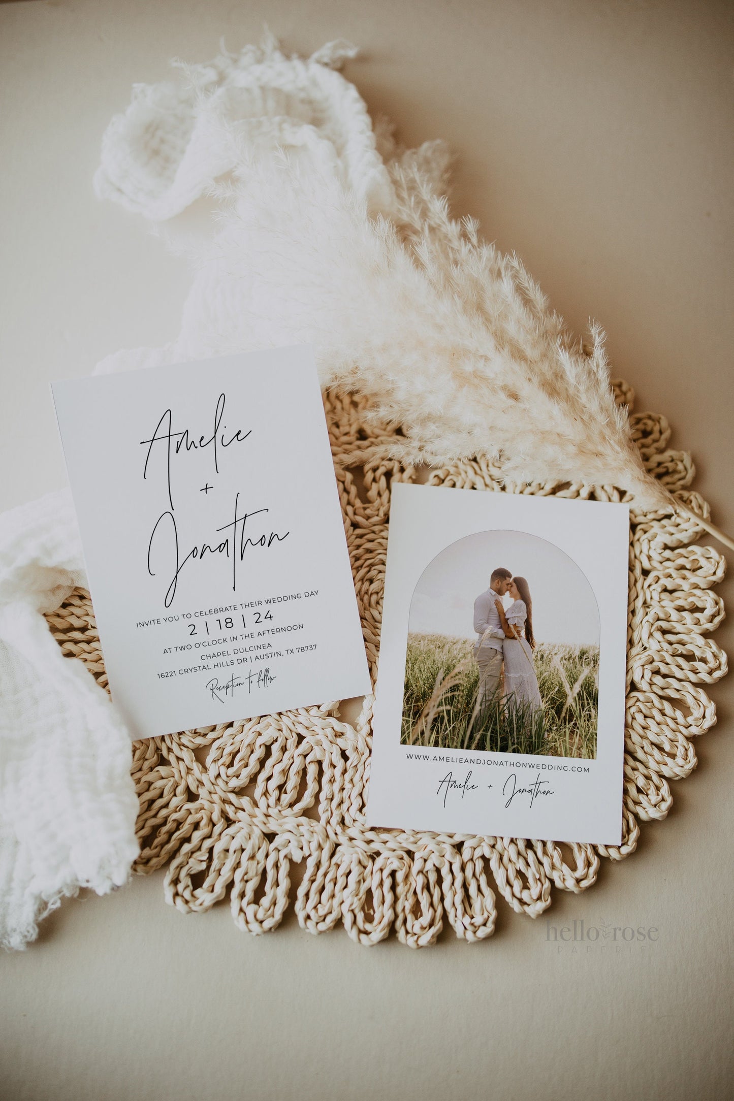 Wedding Invitation Template Suite with RSVP, Details, QR Code . Minimalist Modern Wedding Set . Editable Instant Download . Templett PENNY