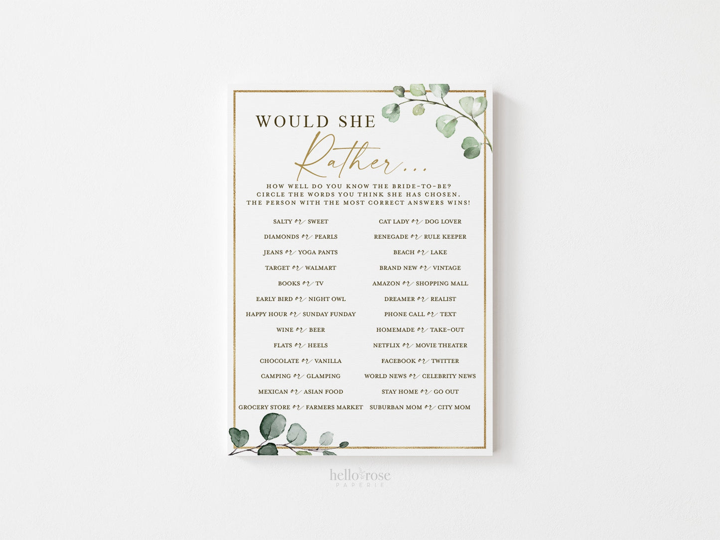 PRINTABLE Bridal Shower Games Bundle . 14 Best Selling Games of 2022 . Instant Digital Download Printable Package . Greenery & Gold G2