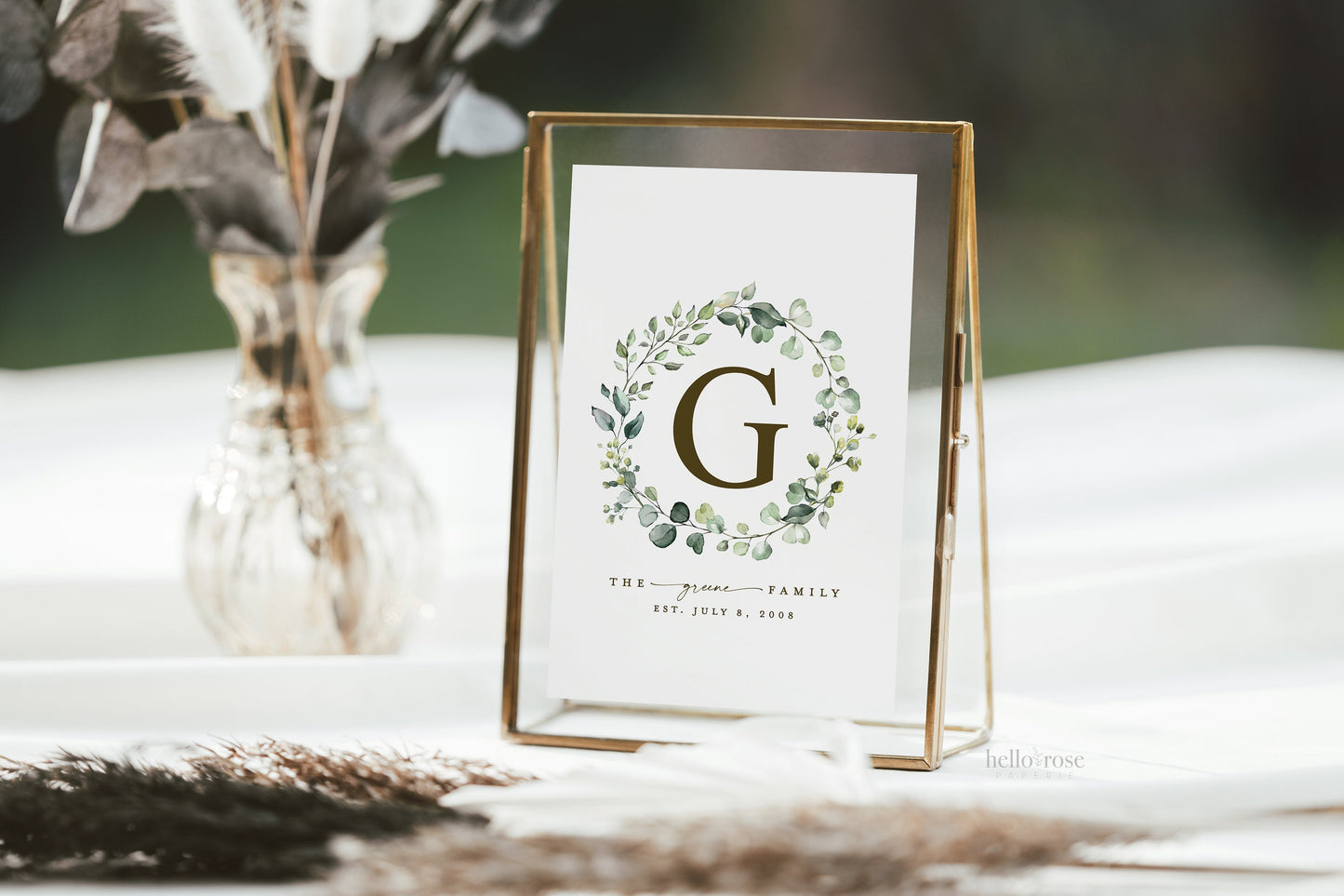 Personalized Family Name Printable Christmas Gift Sign . Last Name Monogram Established Date . Wedding Anniversary . Download Templett