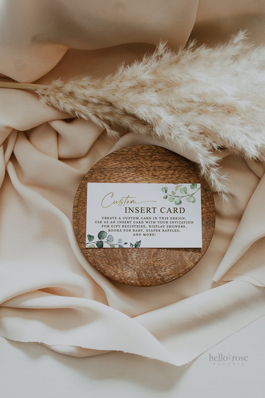 Custom Enclosure Card Editable Template . Wedding Baby Bridal Shower . Invite Insert . Greenery + Gold . PRINTABLE Templett Instant Download