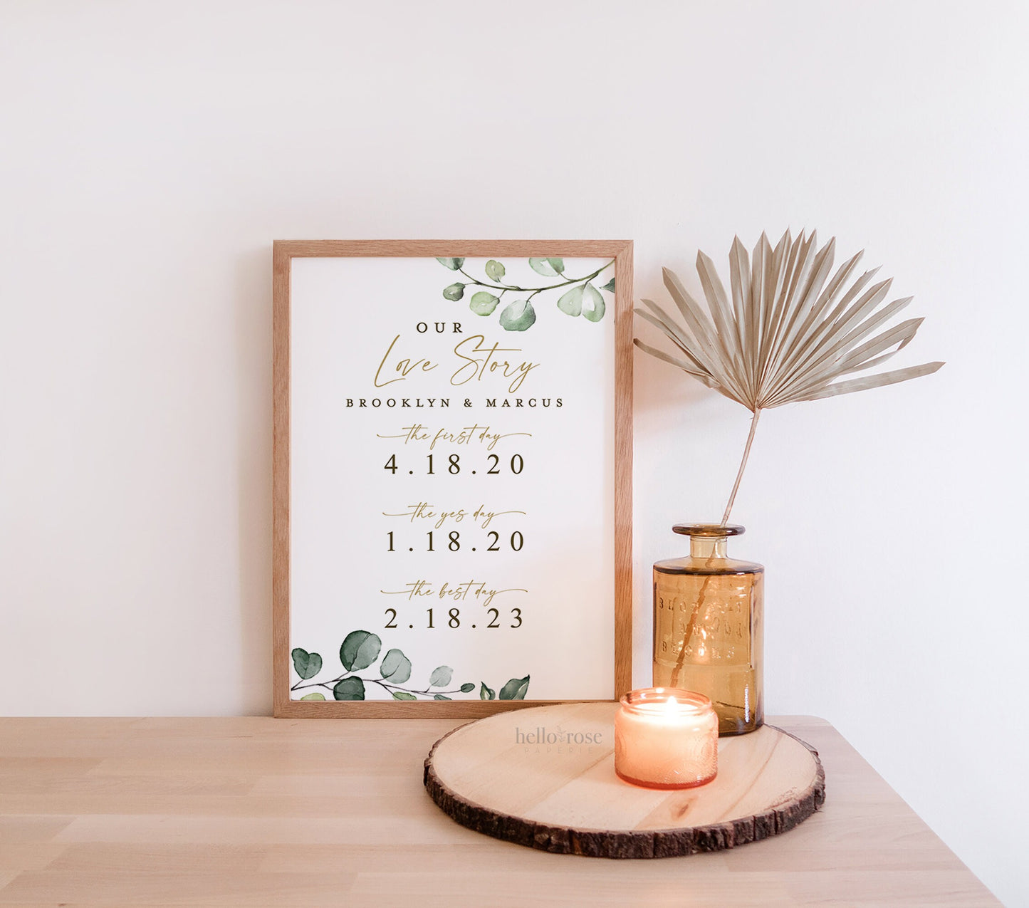 Our Love Story Personalized Template . The First Day The Yes Day The Best Day . Bridal Wedding Anniversary Gift . Digital Download Templett