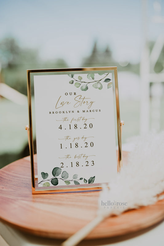 Our Love Story Personalized Template . The First Day The Yes Day The Best Day . Bridal Wedding Anniversary Gift . Digital Download Templett