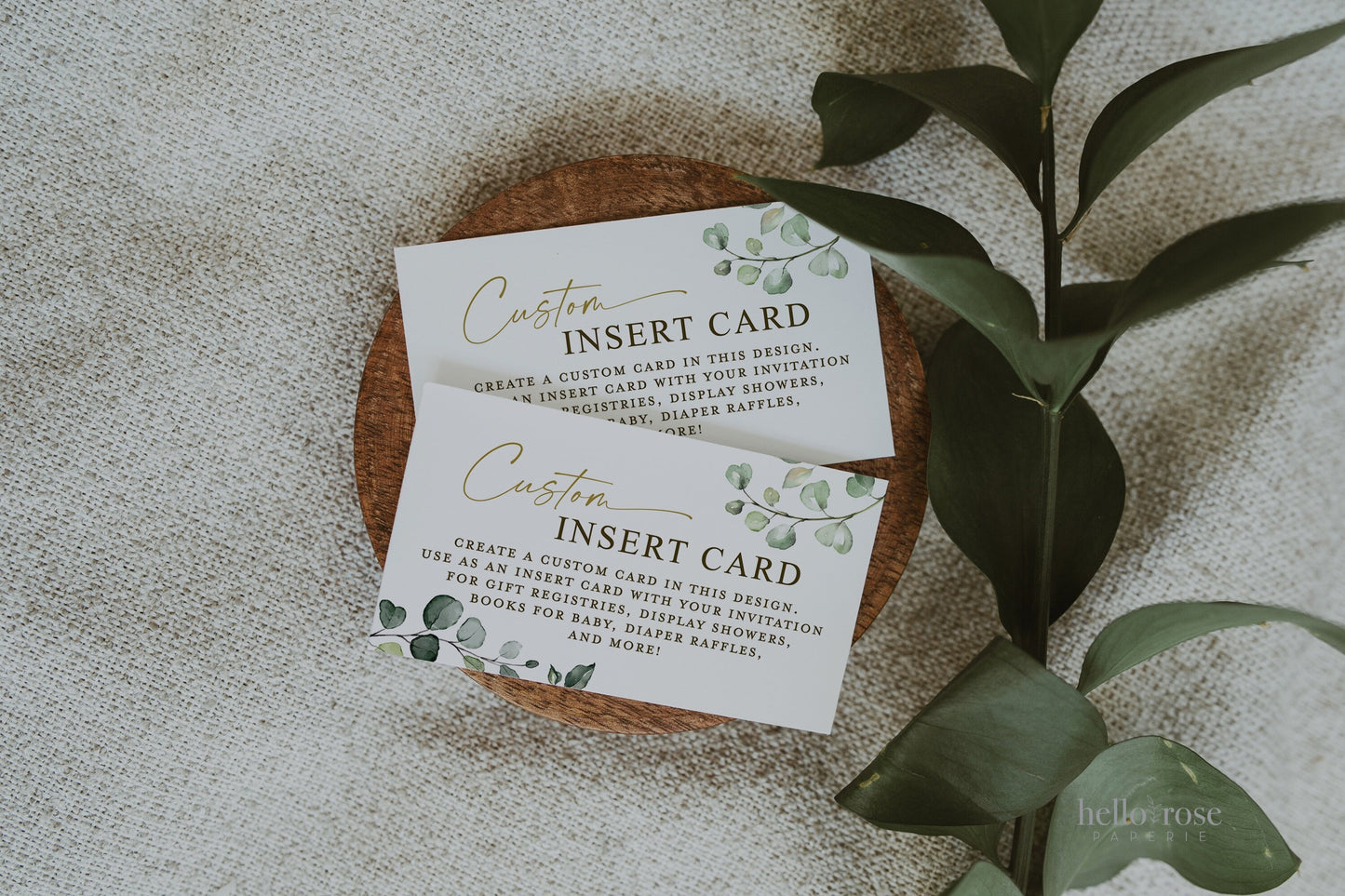 Custom Enclosure Card Editable Template . Wedding Baby Bridal Shower . Invite Insert . Greenery + Gold . PRINTABLE Templett Instant Download