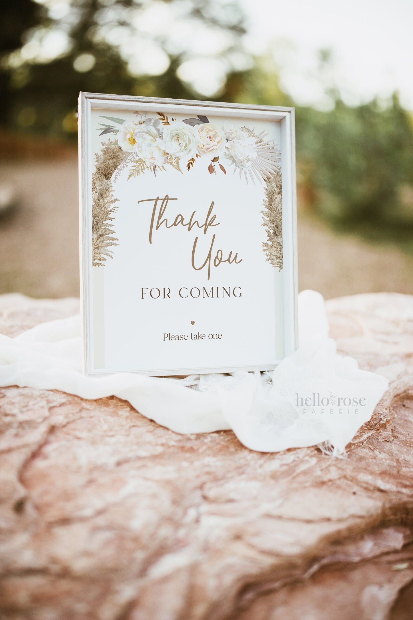 Thank You for Coming Please Take One PRINTABLE Baby Bridal Shower Sign . Gender Neutral . Pampas Grass White Floral . 8x10 Instant Download