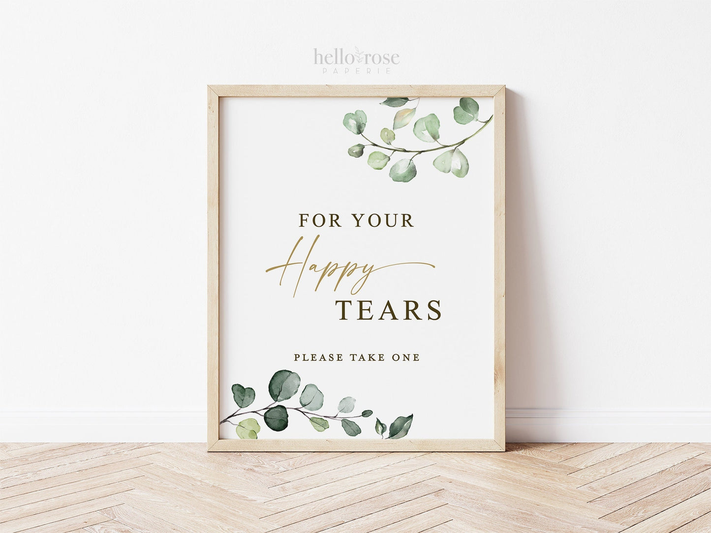 For Your Happy Tears Printable Sign . Wedding Tissue Favors Sign . Wedding Tissues . Greenery and Gold . 8x10 Instant Download G2