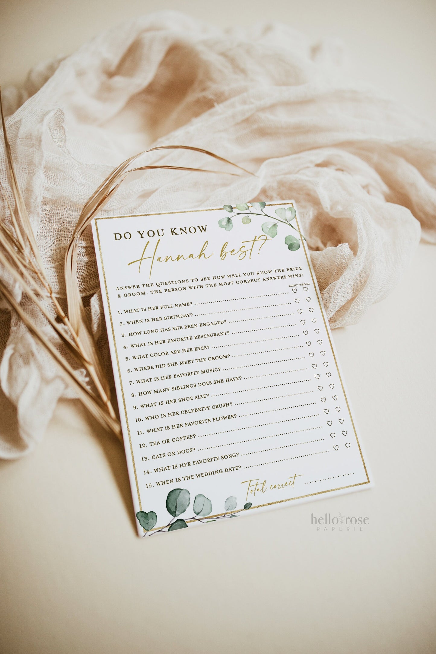 Do You Know the Bride Best Personalized Bridal Shower Bachelorette Game . Greenery PRINTABLE Editable Template Instant Download Templett