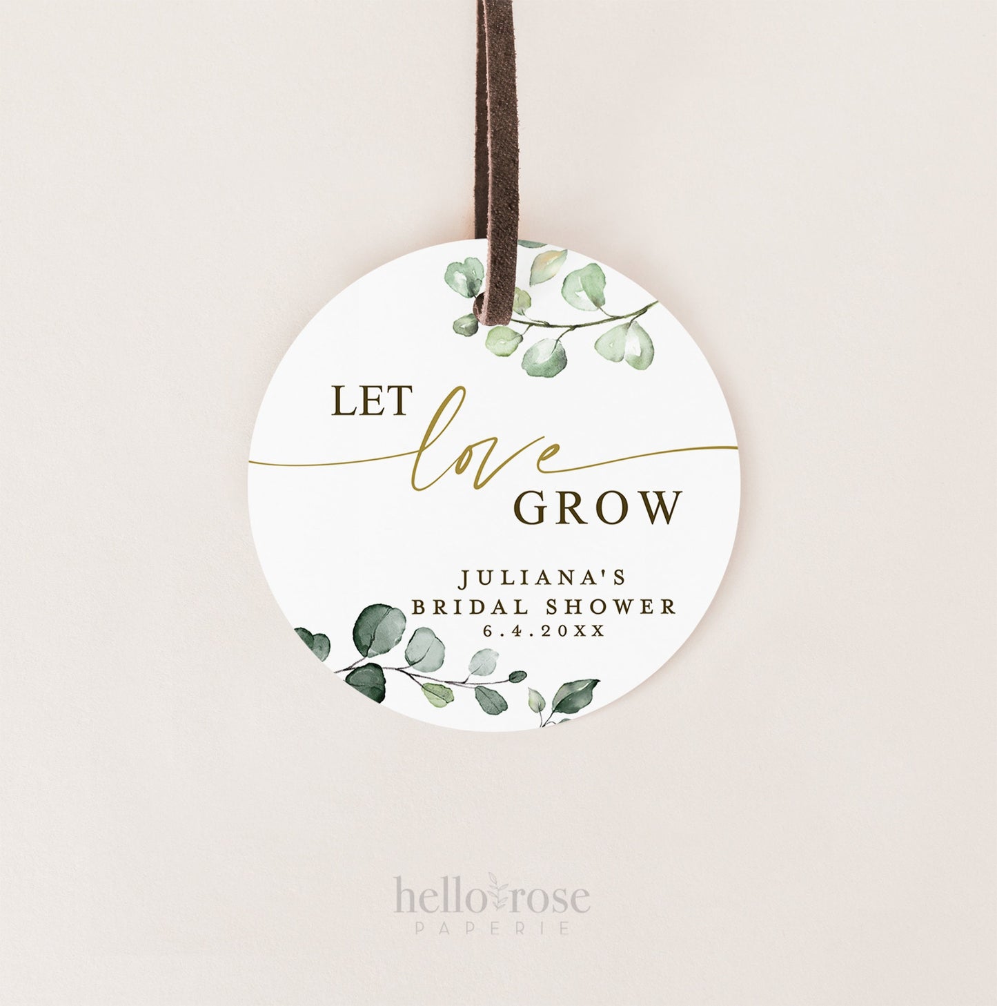 Let Love Grow Please Take a Succulent Sign . Greenery Gold . Bridal Shower Wedding . Editable Printable Template Instant Download Templett