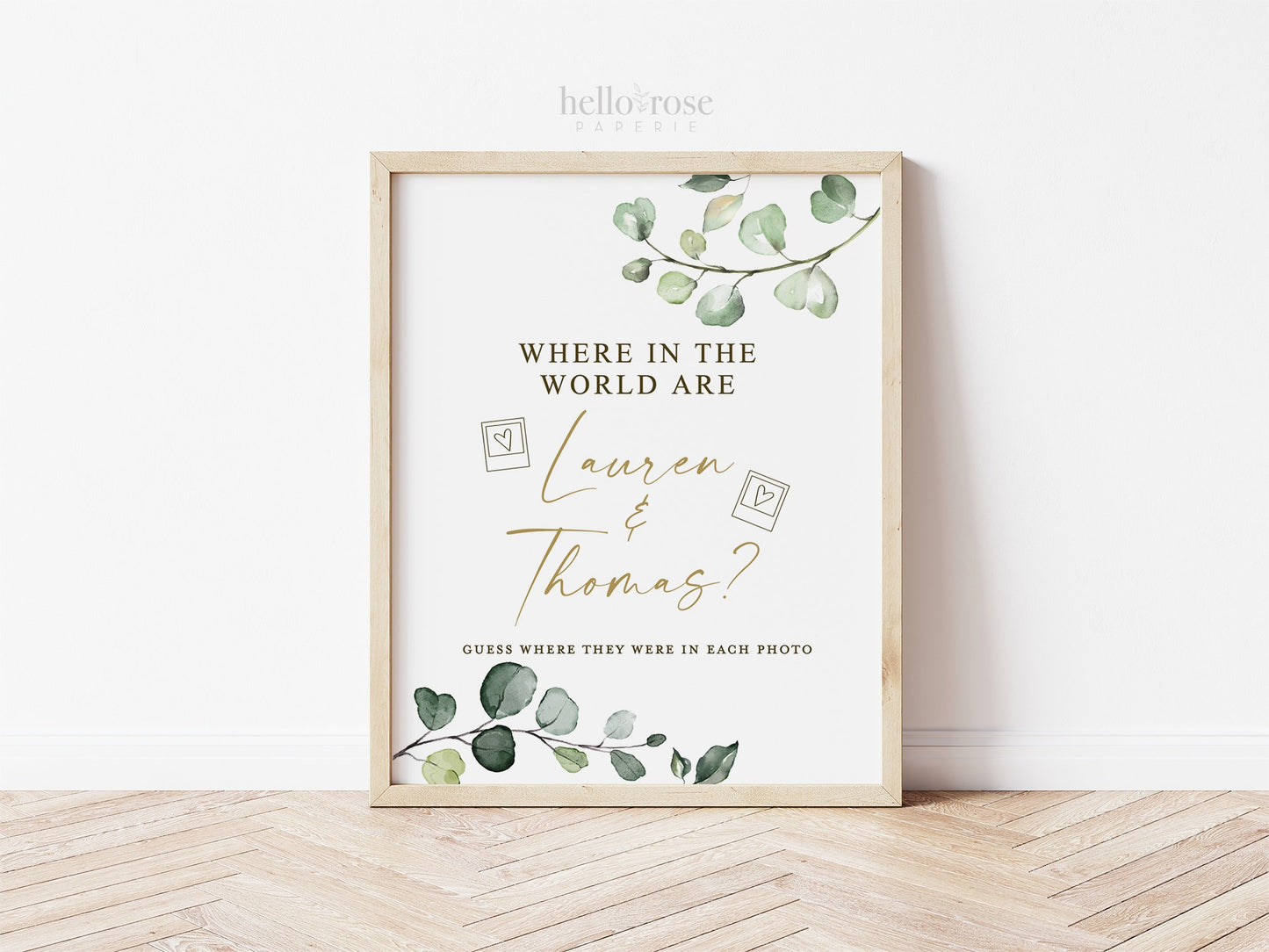Where in the World Are They Bridal Couples Shower Game . Greenery + Gold . PRINTABLE Editable Template . Instant Download Templett G2-T