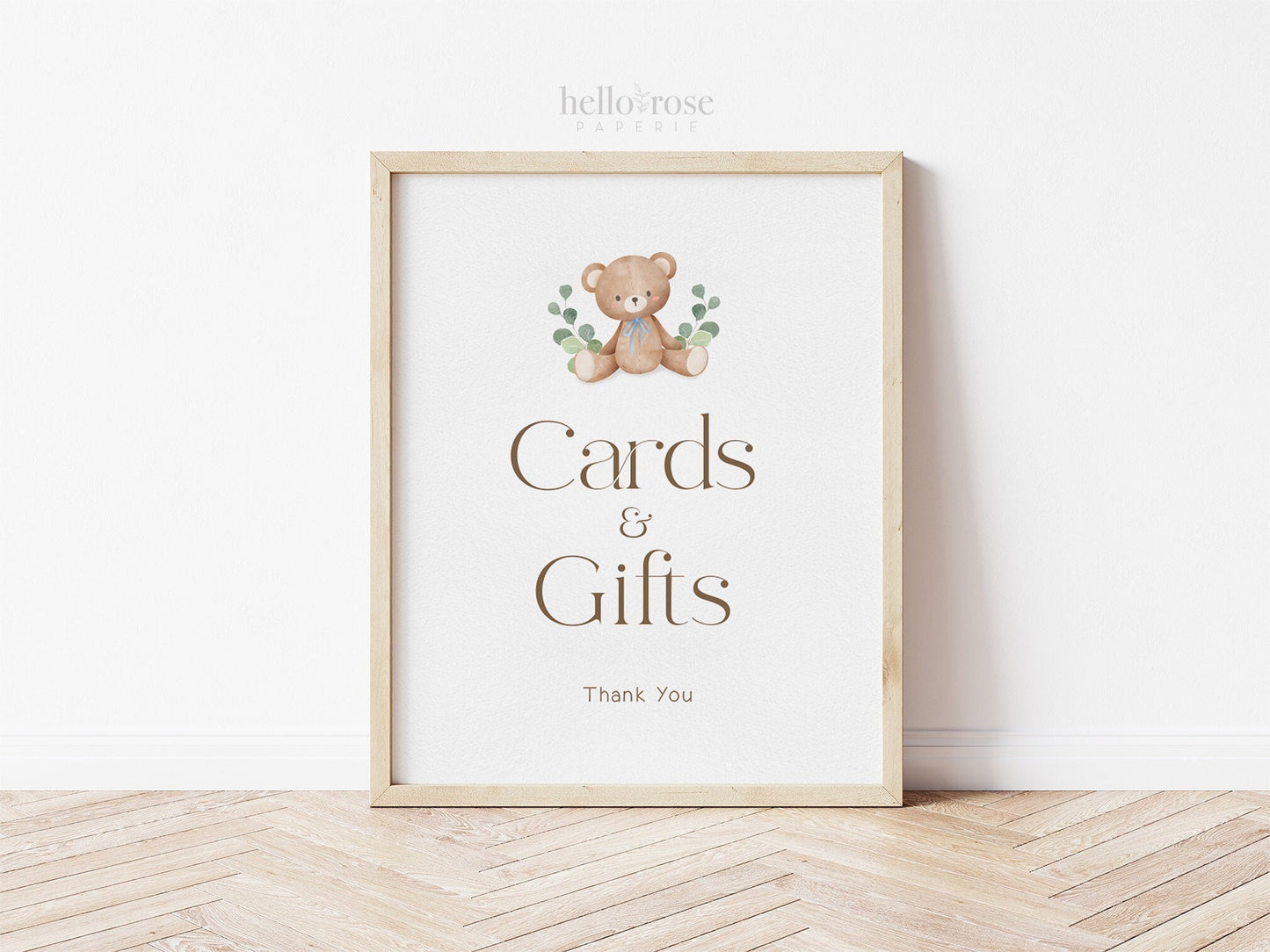 Cards and Gifts Teddy Bear Printable Sign . Baby Shower Boy Blue . We Can Bearly Wait for Baby . Brown Bear Greenery . 8x10 Instant Download