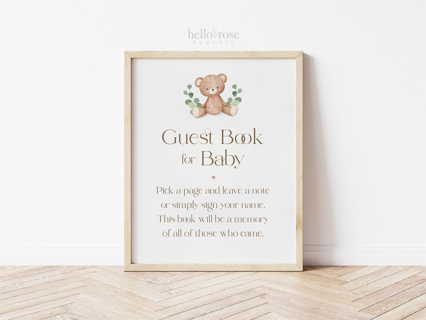 Pick a Page Baby Guest Book PRINTABLE Sign . Blue Boy Baby Shower . Teddy Bear and Greenery . We Can Bearly Wait . DIGITAL DOWNLOAD 8x10