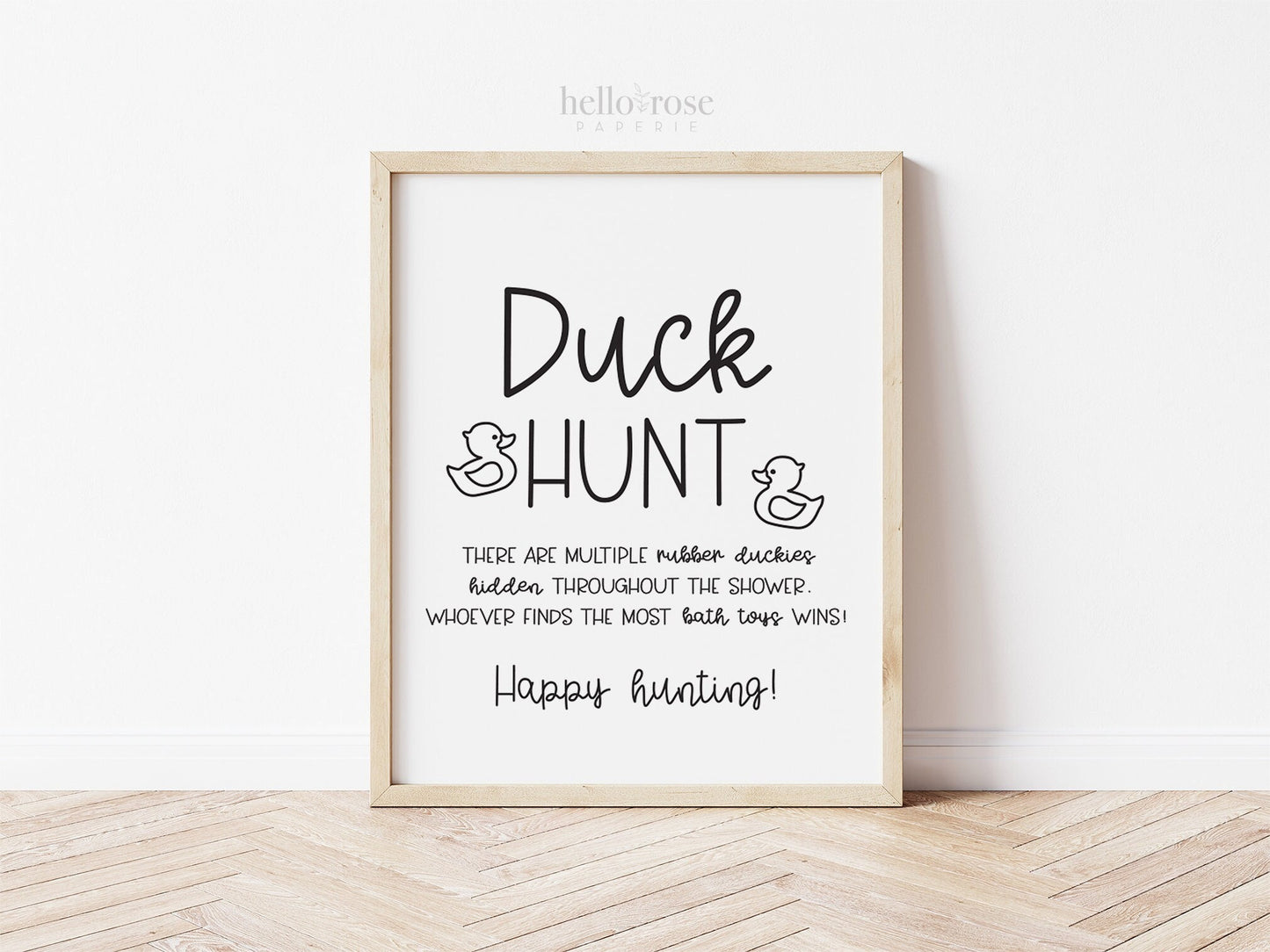 Duck Hunt Baby Shower Game Sign . Find the Rubber Ducky . Boy Girl . Kraft + Black & White . Printable 8x10 Instant Digital Download . K4