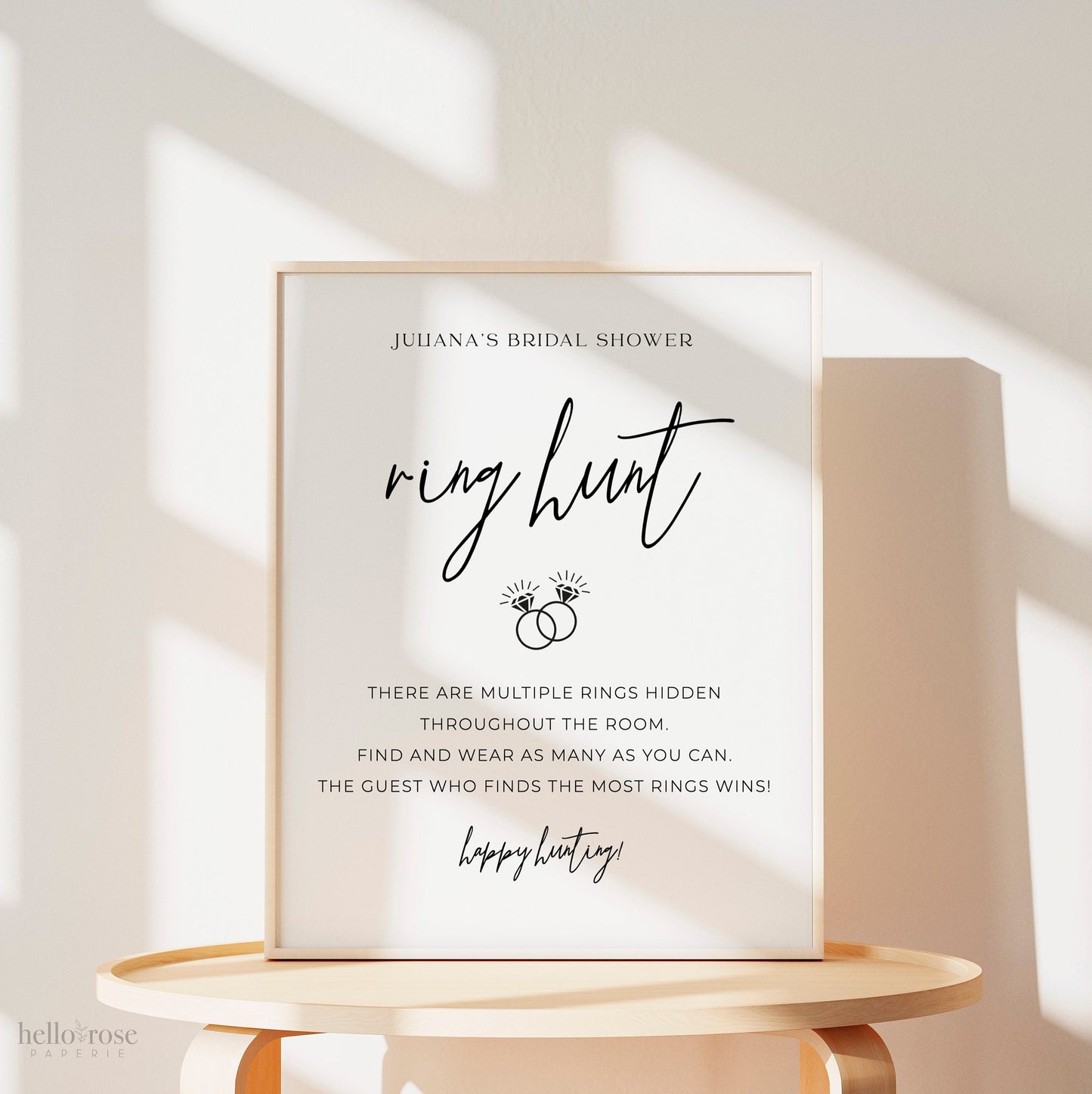 Ring Hunt Game Template . Personalized Bridal Shower Bachelorette Hens Party . Minimalist PRINTABLE Editable Instant Download Templett M2-T