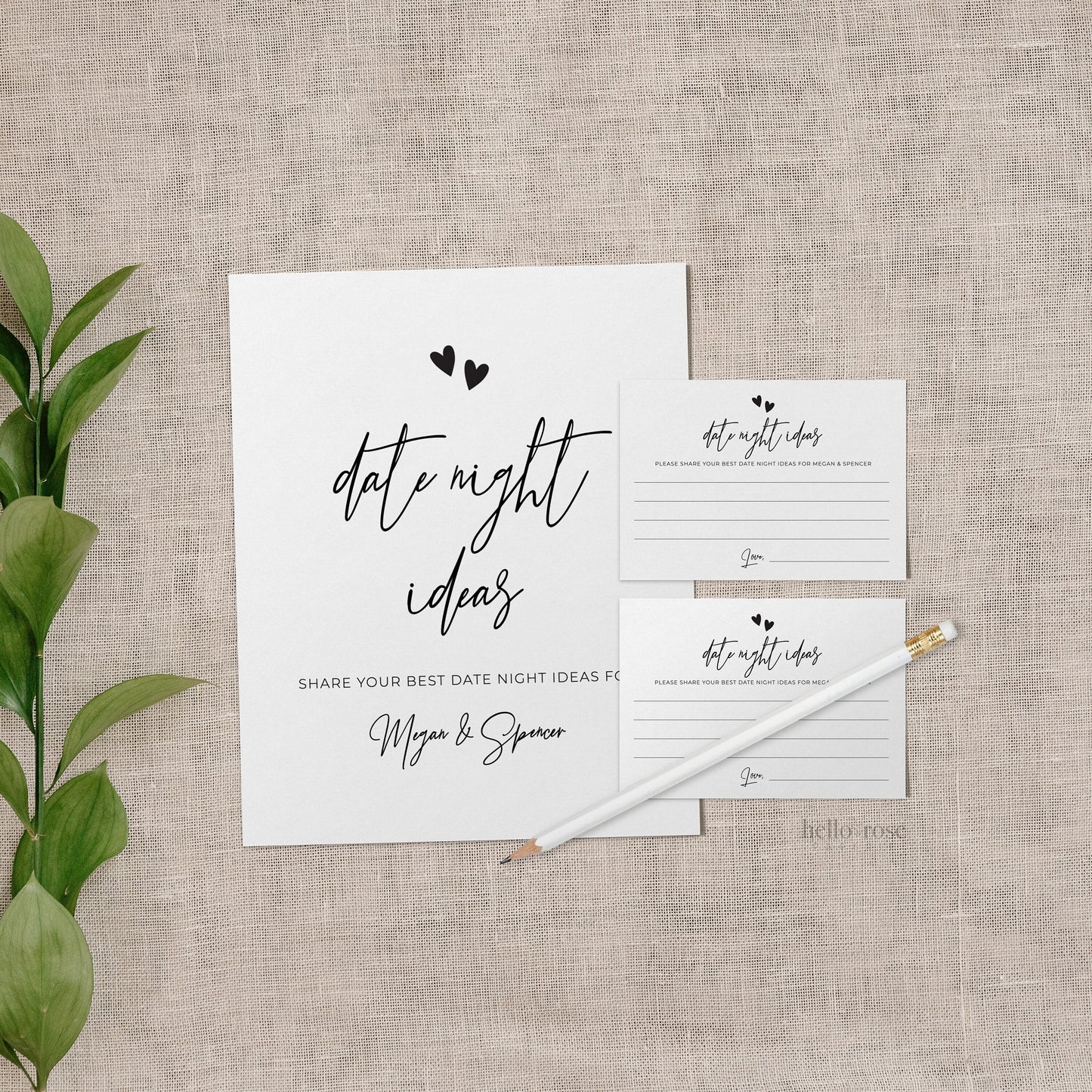 Date Night Ideas Personalized Game Template . Bridal Shower Bachelorette Hens Party Wedding . Minimalist PRINTABLE Editable Templett M2-T